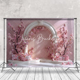 Lofaris Vintage Pink White Arch Door Floral Wedding Backdrop